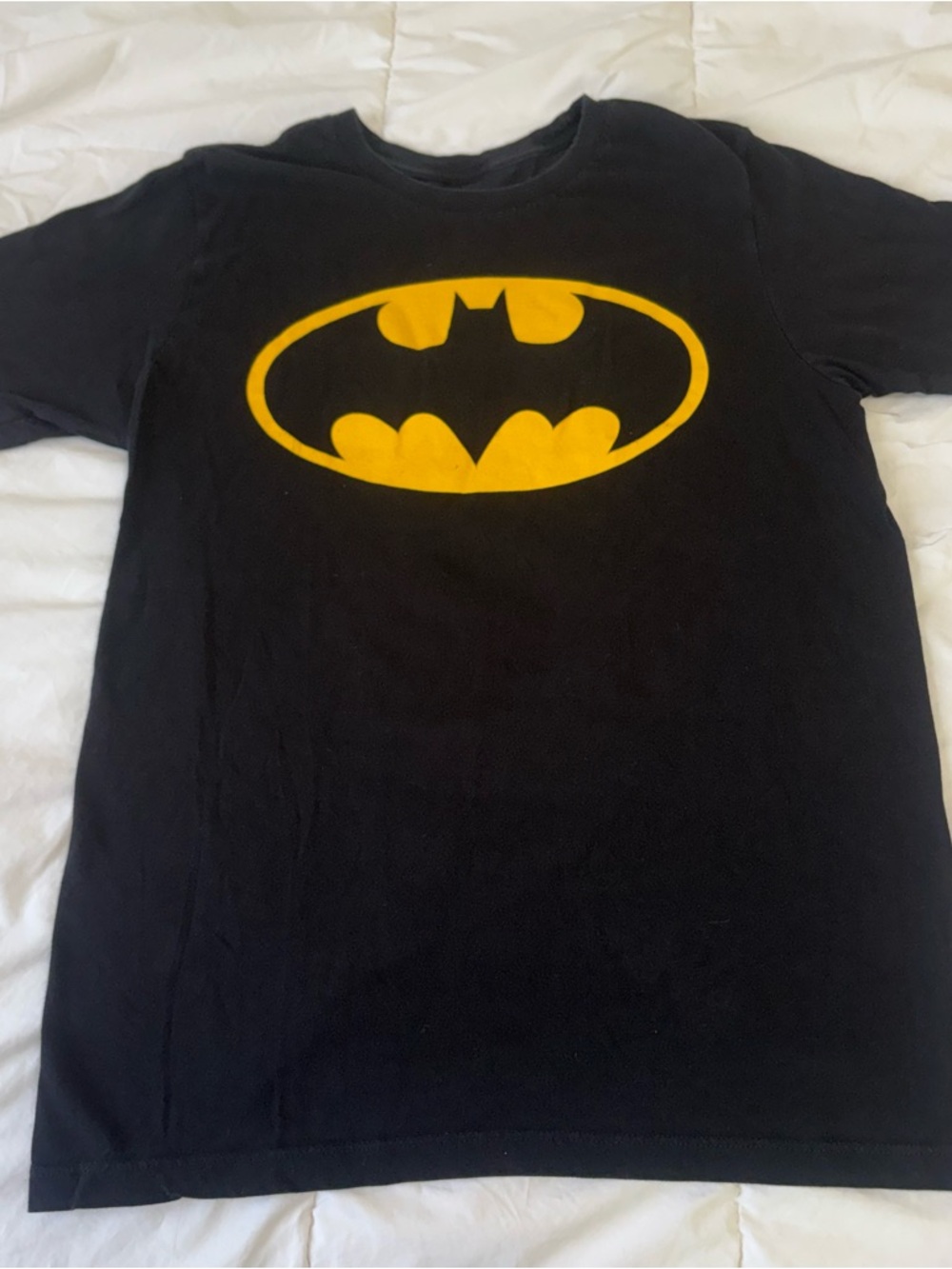 Batman Black Short Sleeve Tee with Yellow Bat Emblem